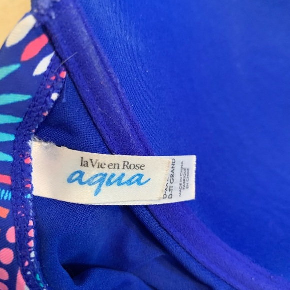 💜 La Vie en Rose Aqua D-XX Large Patterned Bikini Top - Plus Size - Picture 5 of 7